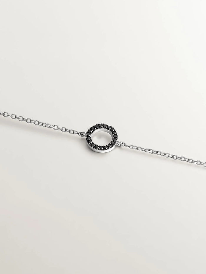 Pulsera de plata 925 con círculo de espinelas negras