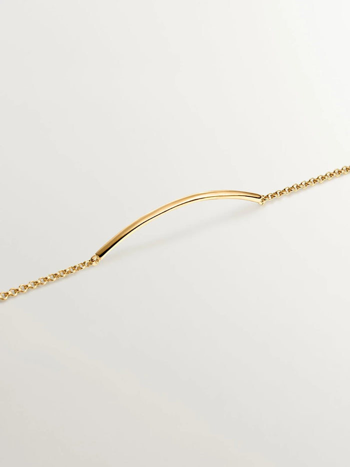 Pulsera de plata 925 bañada en oro amarillo de 18K con forma de tubo
