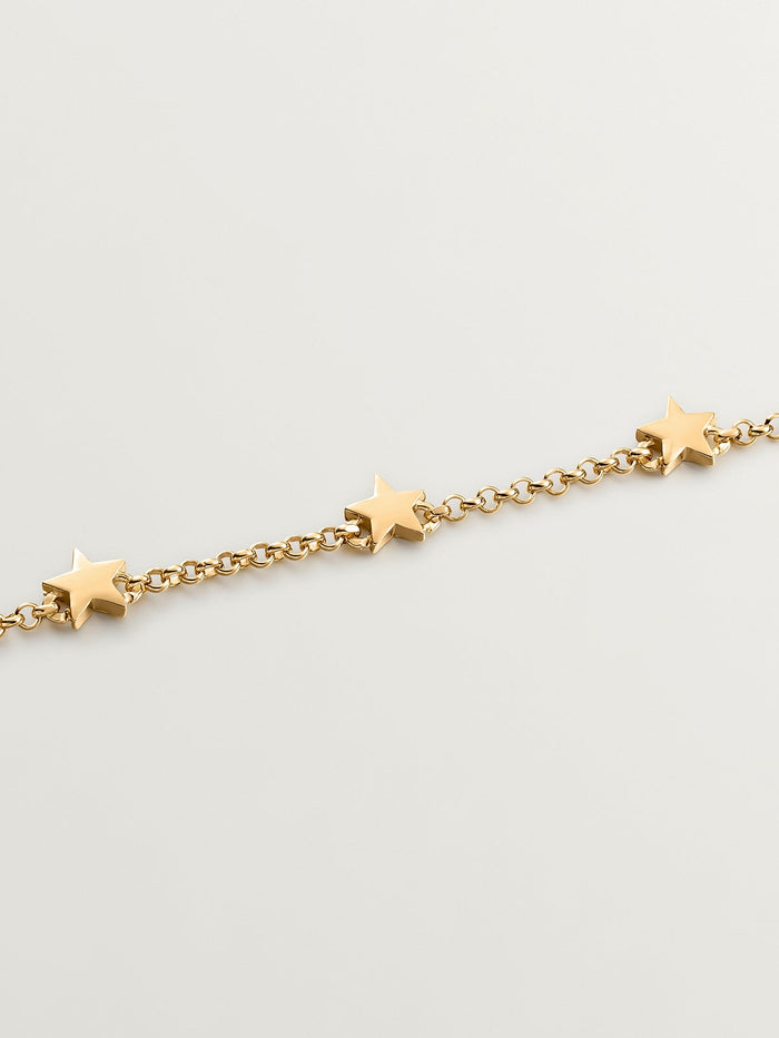 Pulsera de plata 925 bañada en oro amarillo de 18K con estrellas