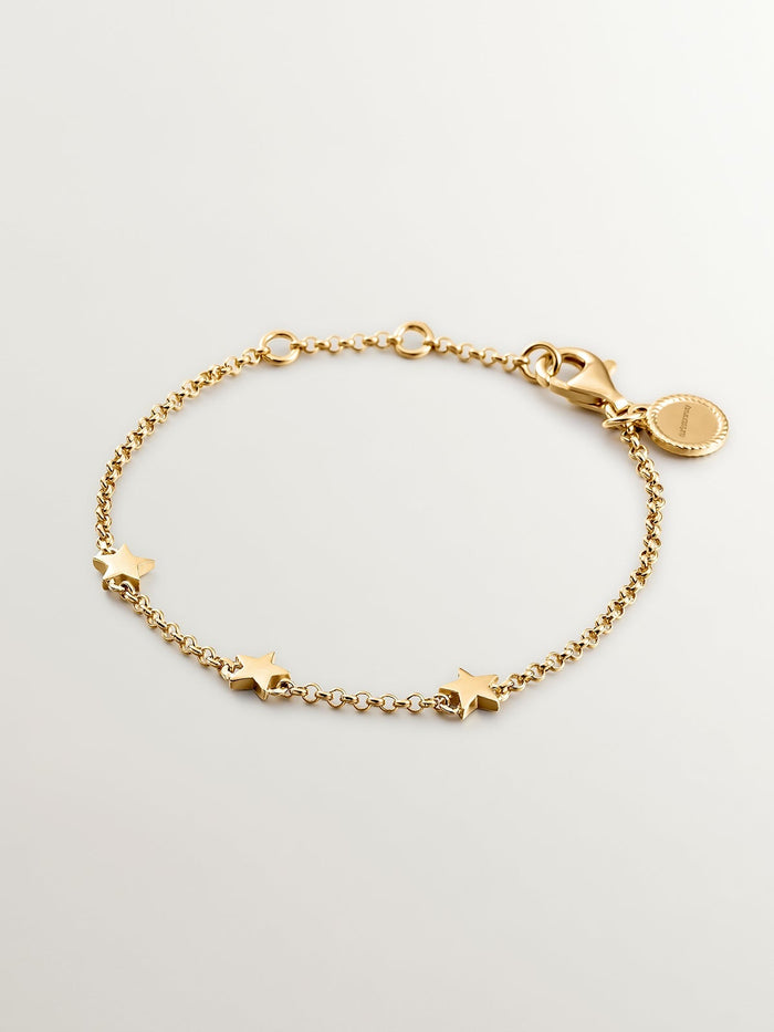 Pulsera de plata 925 bañada en oro amarillo de 18K con estrellas