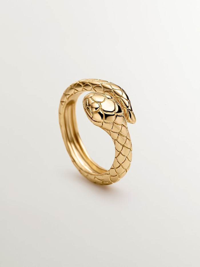 Anillo serpiente plata recubierta oro