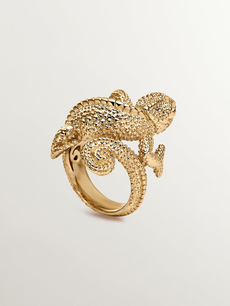 Anillo camaleón plata recubierta oro
