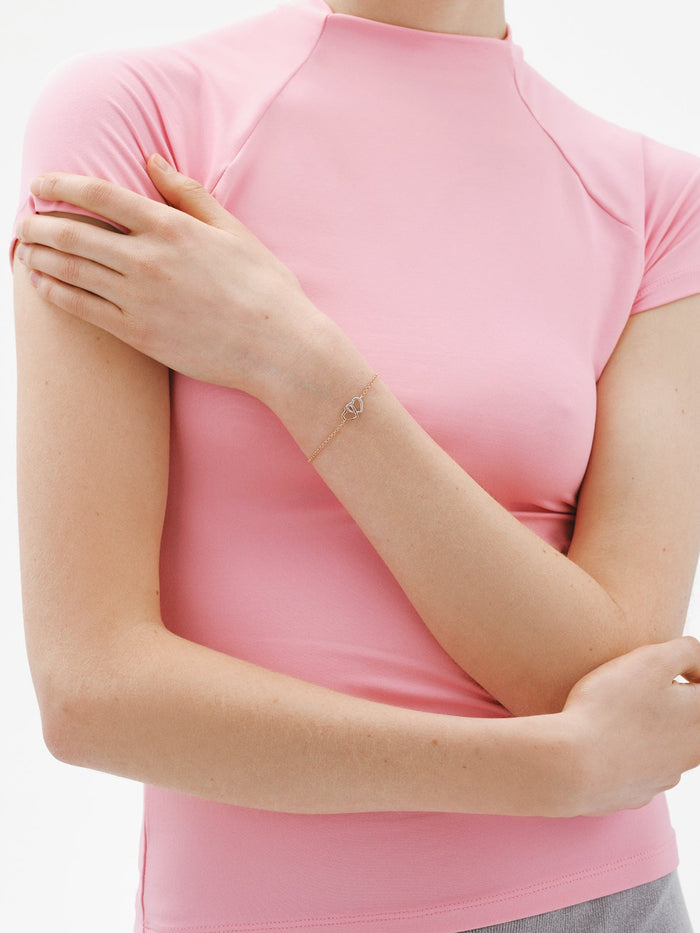 Pulsera plata 925 bañada en oro rosa de 18K y corazón de plata 925