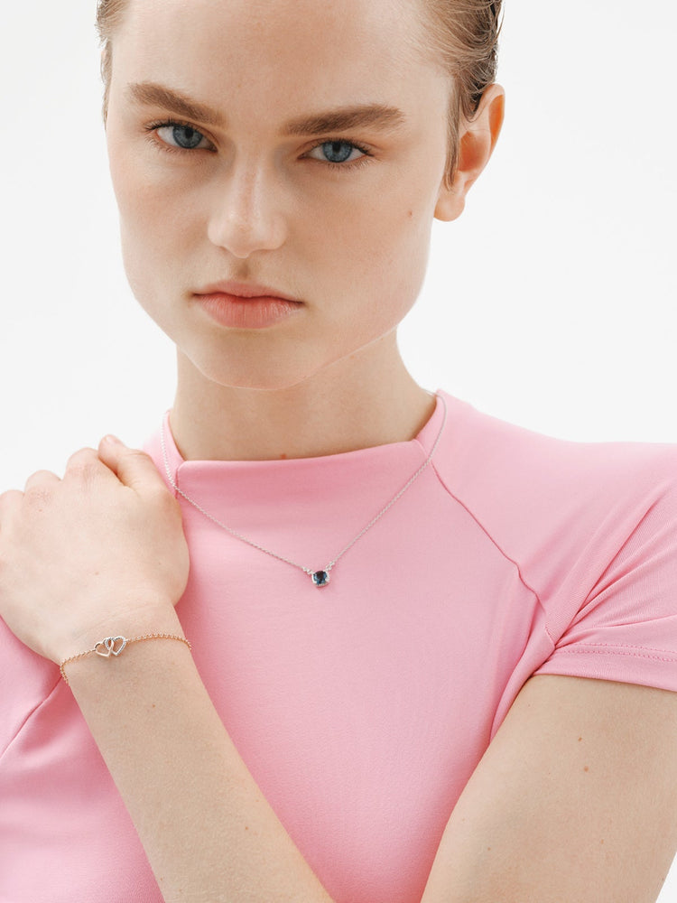 Pulsera plata 925 bañada en oro rosa de 18K y corazón de plata 925