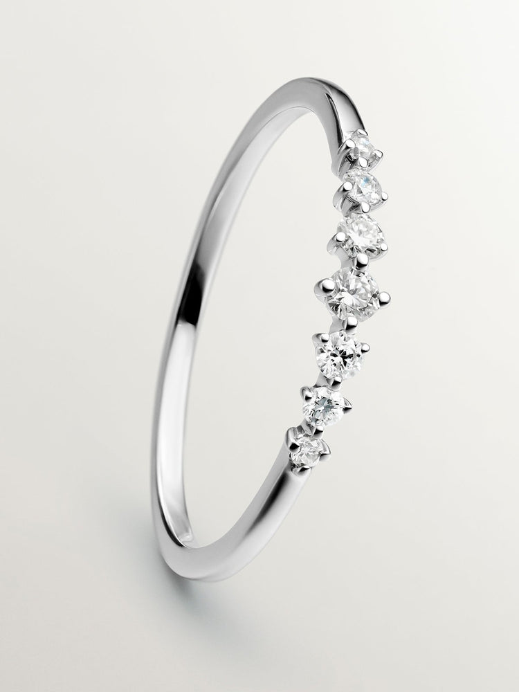 Anillo siete diamantes 0,13 ct  oro blanco  