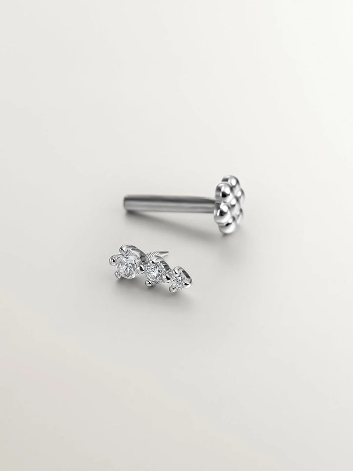 Piercing de oro blanco de 18k con diamantes