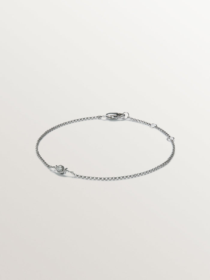 Pulsera tres diamantes 0,053 ct  oro blanco 9 kt