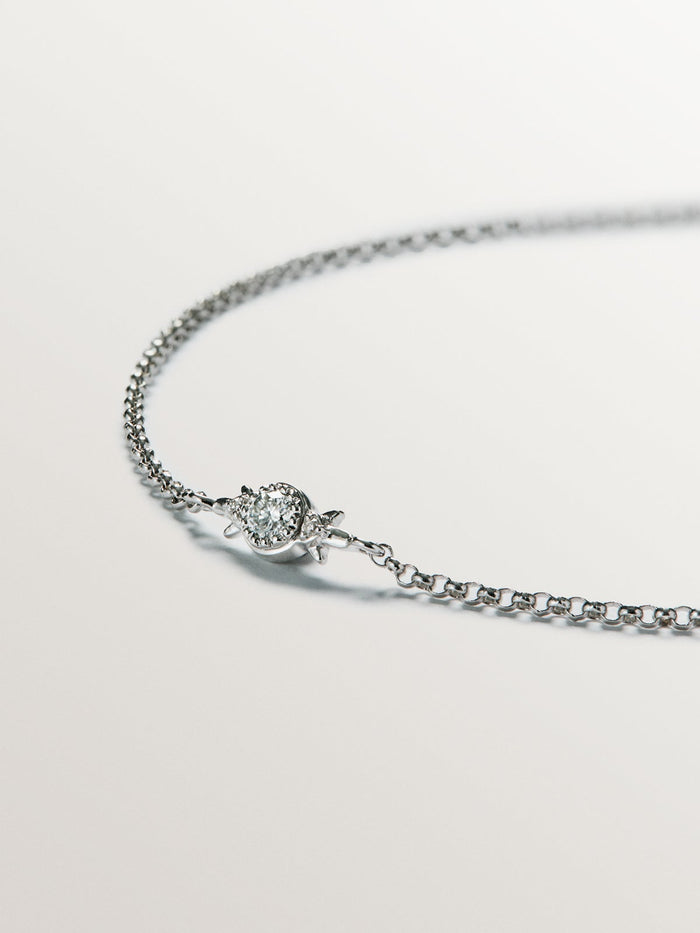 Pulsera tres diamantes 0,053 ct  oro blanco 9 kt