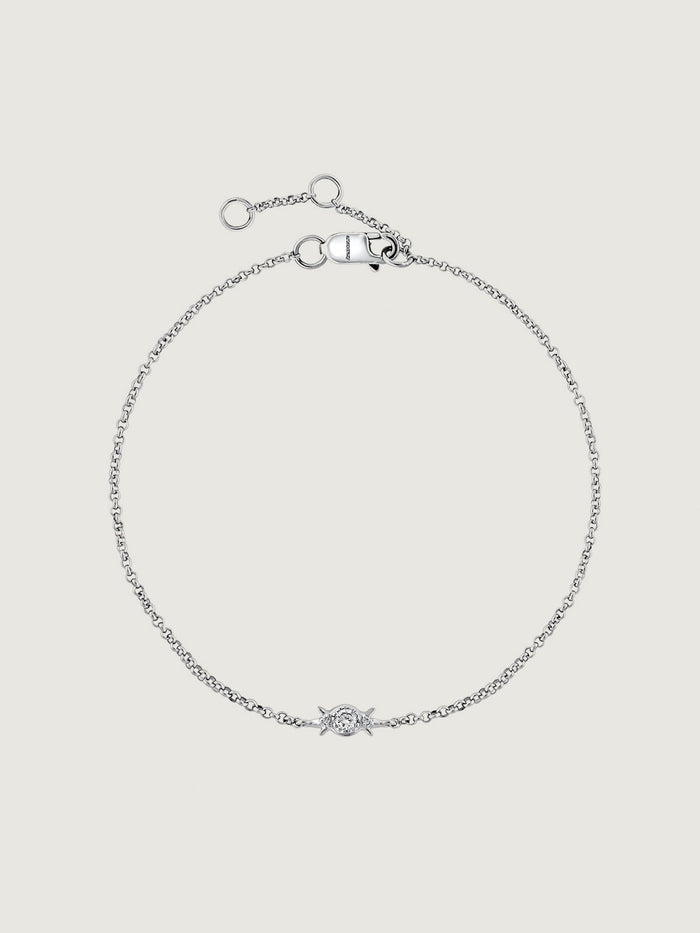 Pulsera tres diamantes 0,053 ct  oro blanco 9 kt