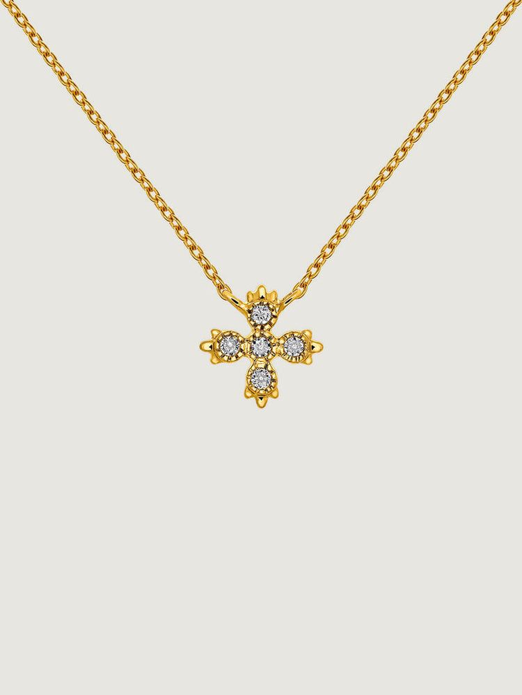 Colgante de oro amarillo de 18K con cruz de diamantes