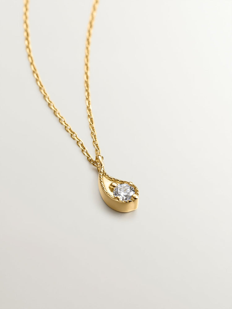 Colgante de oro amarillo de 9K con gota y diamantes blancos
