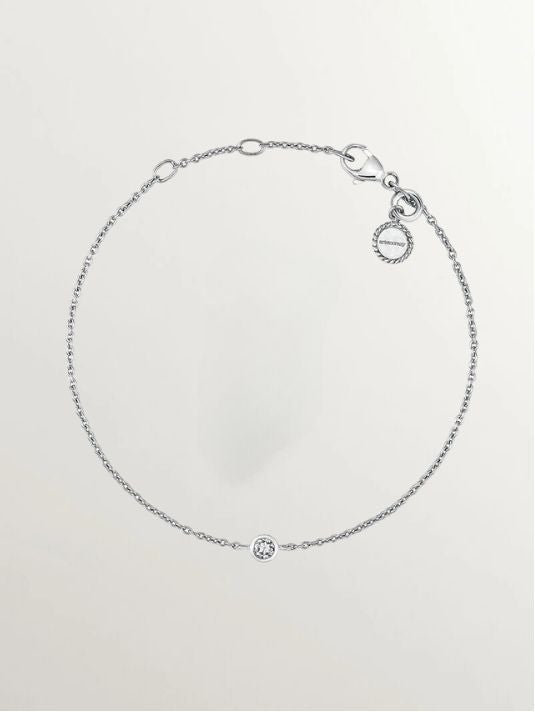 Pulsera chatón topacio plata  