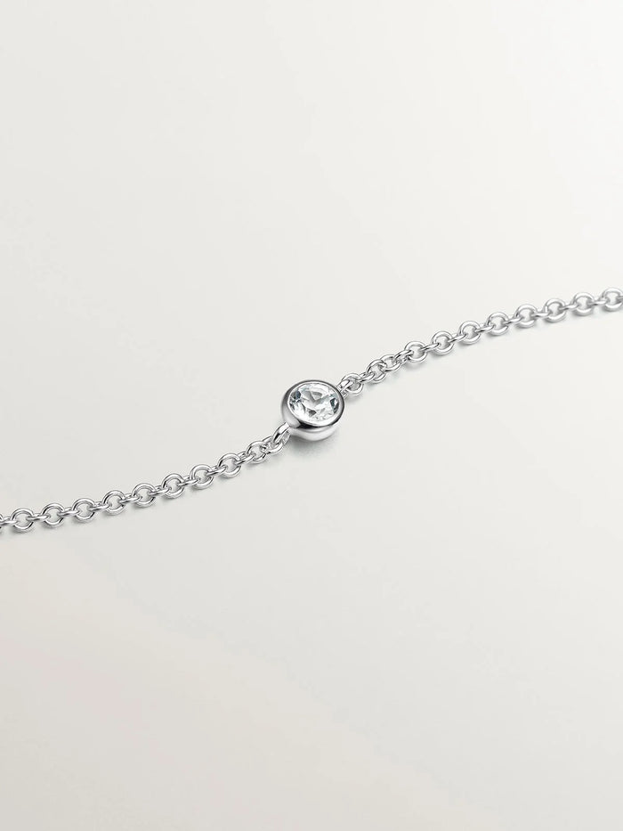 Pulsera solitario de plata 925 con topacio blanco