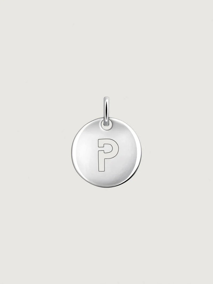 Charm medalla inicial P plata 