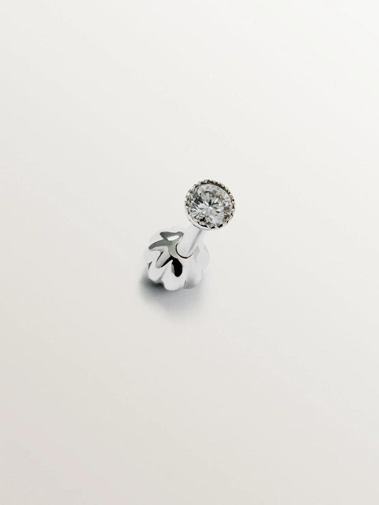 Pendiente individual de oro blanco de 18K con diamante