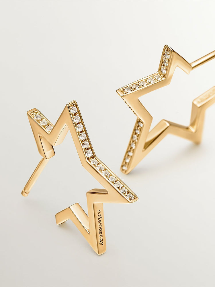 Pendientes estrella pequeña topacio plata recubierta oro