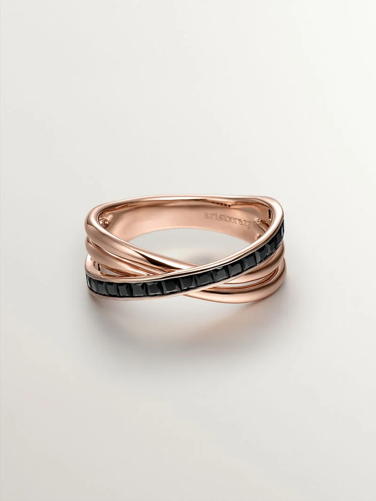 Anillo multibrazo pequeño plata recubierta oro rosa