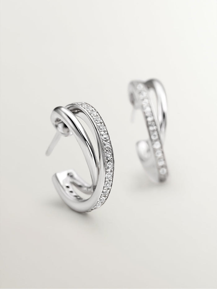 Pendientes aro combinados medianos topacios plata