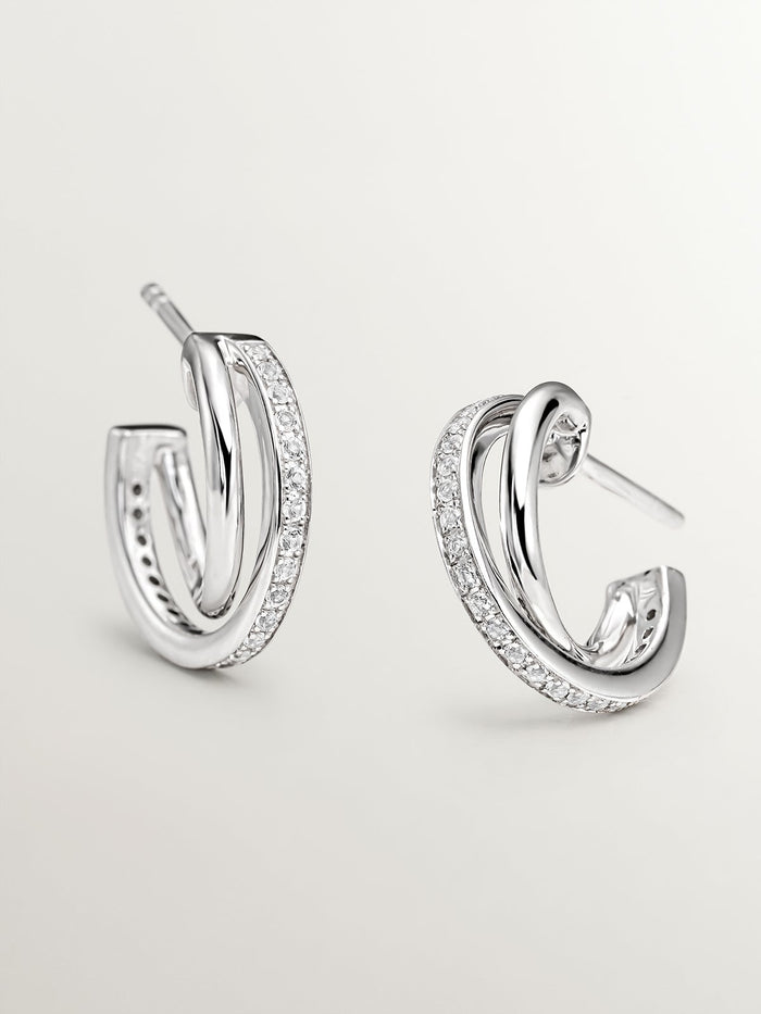Pendientes aro combinados medianos topacios plata