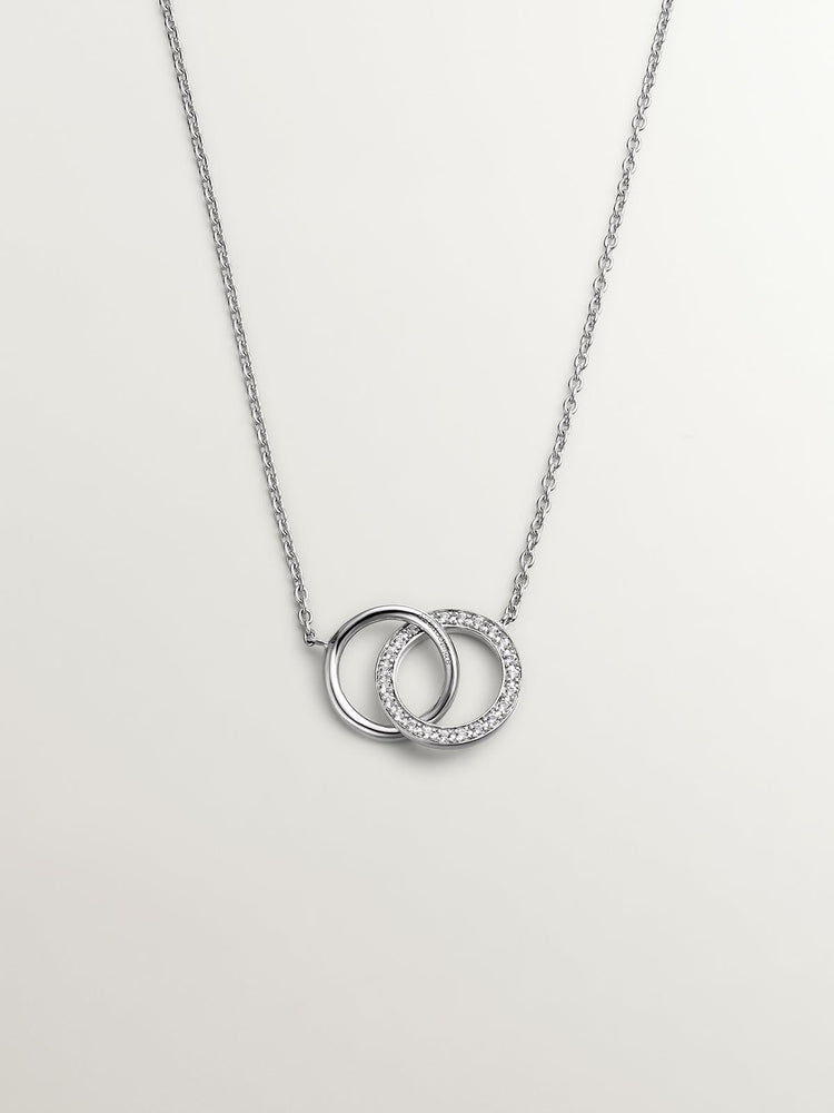 Colgante de plata 925 con círculos y topacios blancos