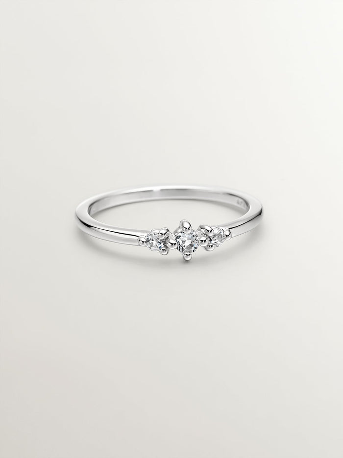 Anillo tres topacios plata