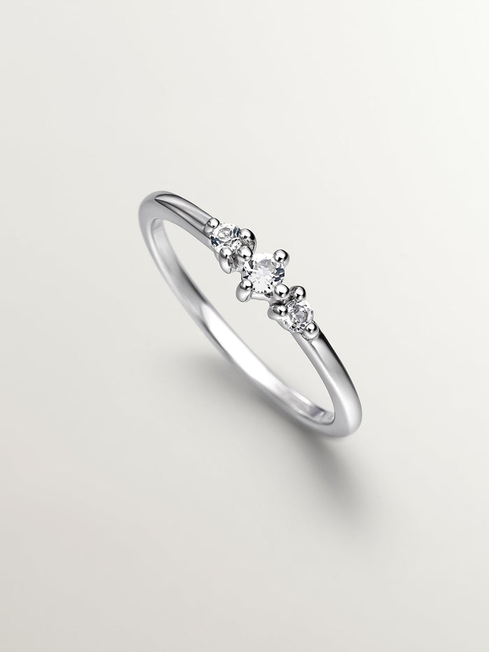 Anillo tres topacios plata