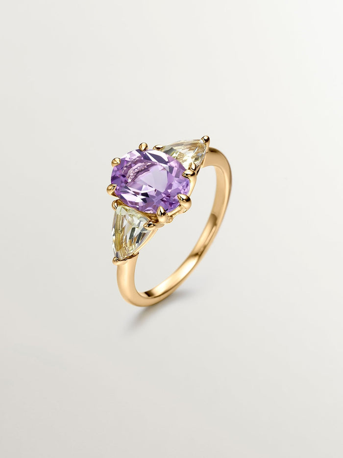 Anillo tresillo plata recubierta oro