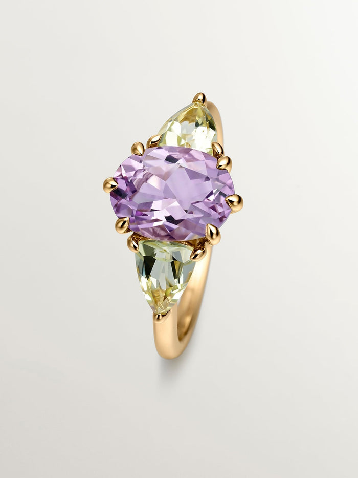 Anillo tresillo plata recubierta oro