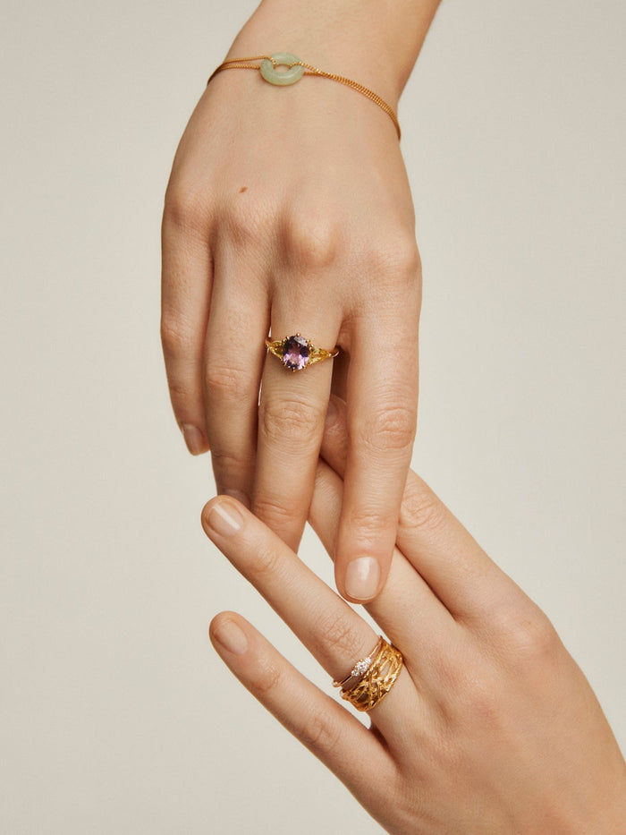 Anillo tresillo plata recubierta oro