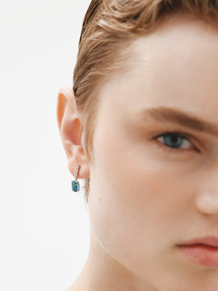 Pendientes de plata 925 con topacios blancos y azul london