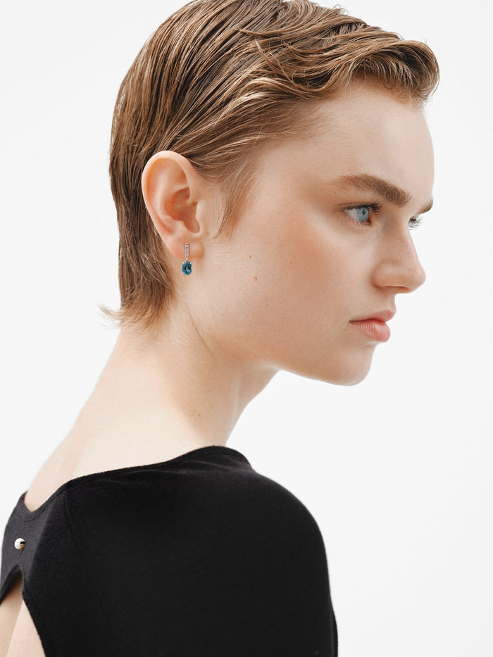 Pendientes de plata 925 con topacios blancos y azul london