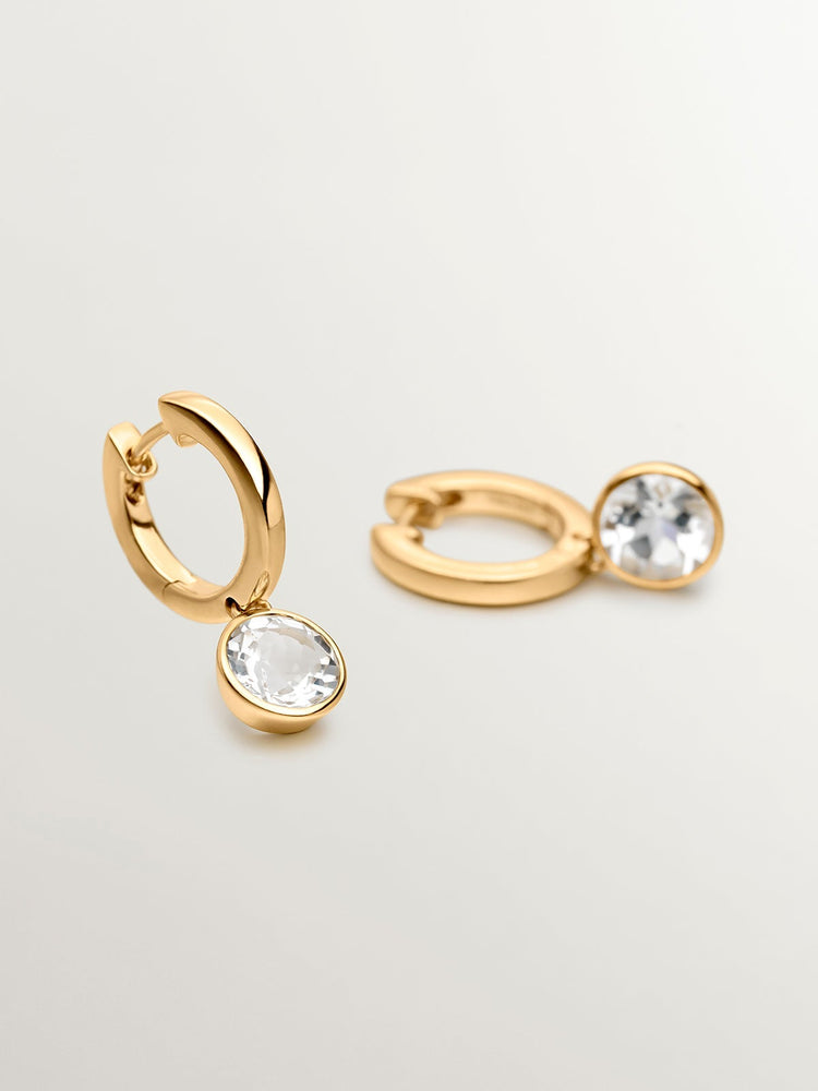 Pendientes aro topacio plata recubierta oro