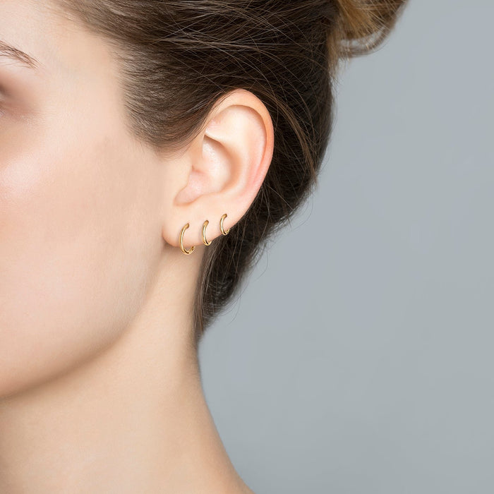 Pendiente de aro individual de oro amarillo de 9K