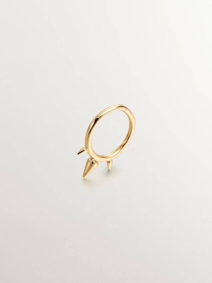 Pendiente aro piercing tres pinchos oro 9 kt