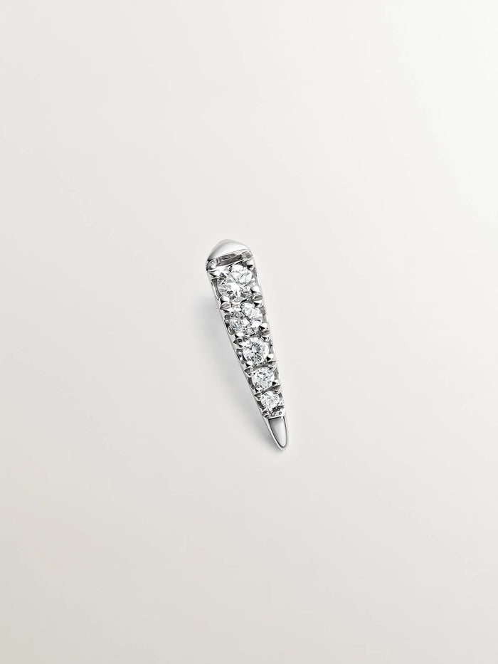Pendiente individual de oro blanco de 18K con diamantes