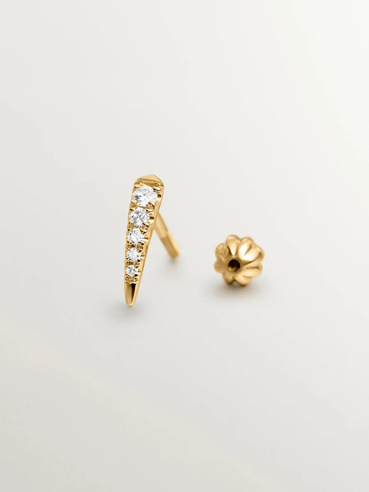 Pendiente individual de oro amarillo de 18K con diamantes