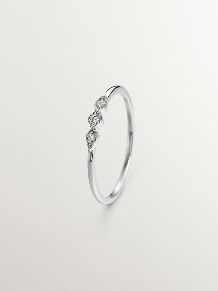 Anillo diamante gotas 0,027 ct  oro blanco 9 kt