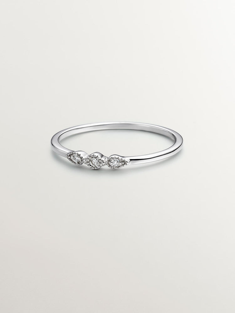 Anillo diamante gotas 0,027 ct  oro blanco 9 kt