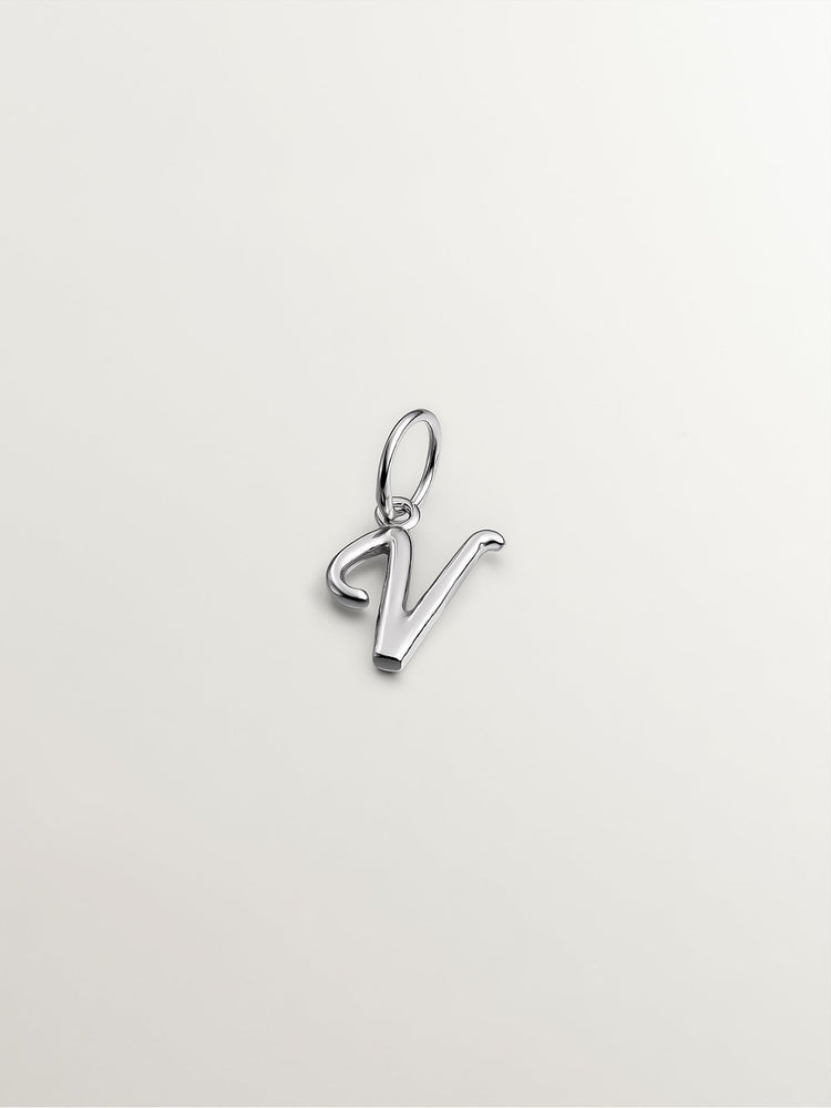 Charm letra V plata  