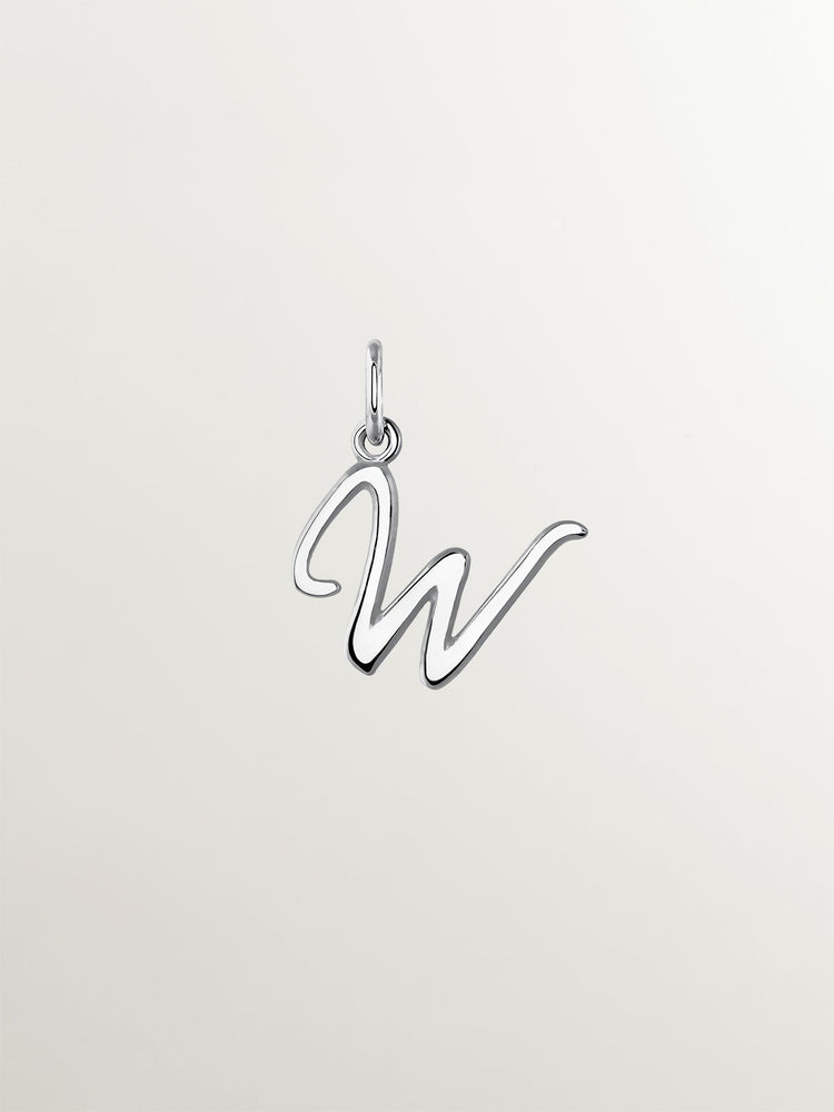 Charm letra W plata  