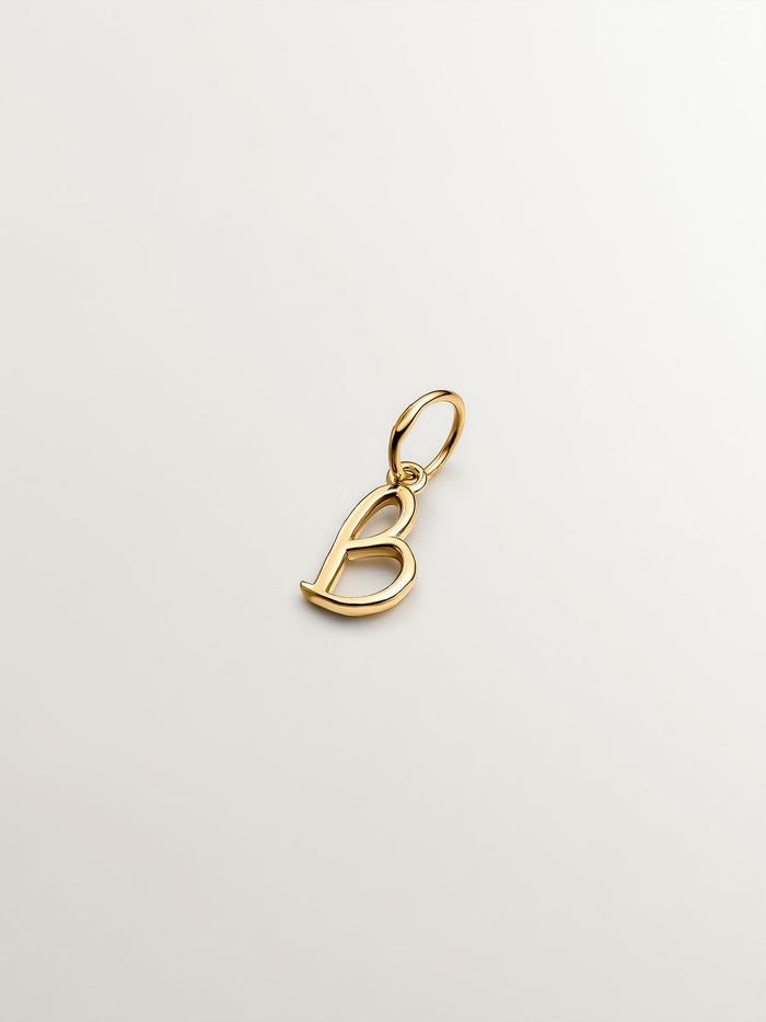 Charm letra B plata recubierta oro  