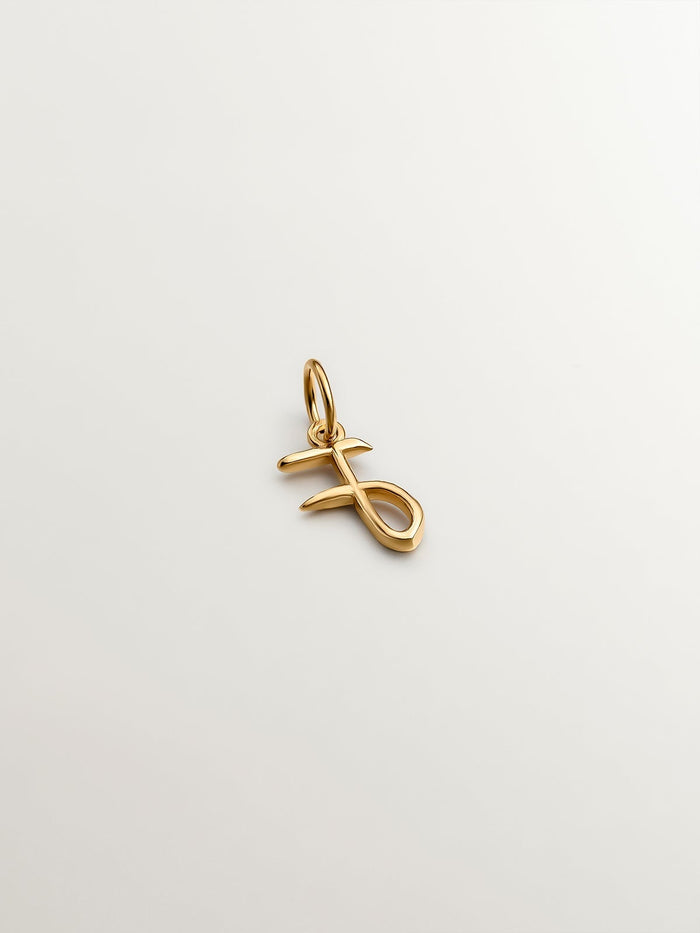 Charm letra F plata recubierta oro  