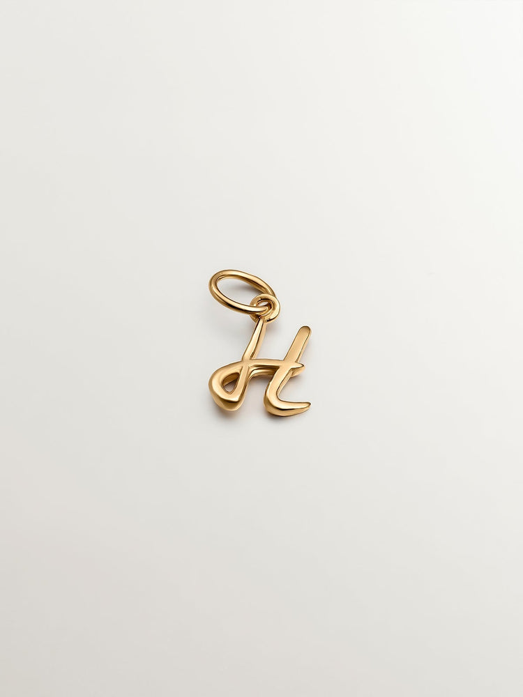 Charm letra H plata recubierta oro  