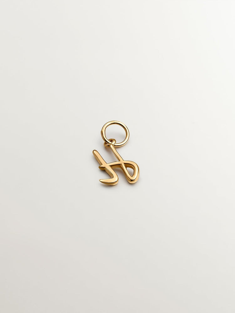 Charm letra H plata recubierta oro  