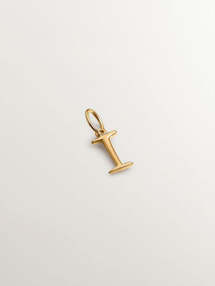 Charm letra I plata recubierta oro  