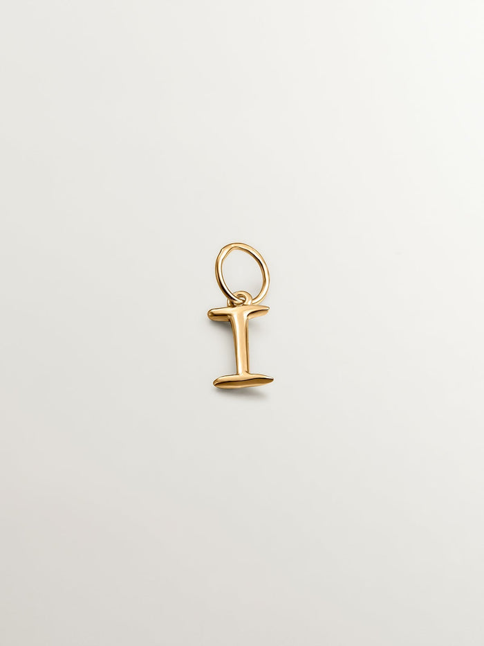 Charm letra I plata recubierta oro  