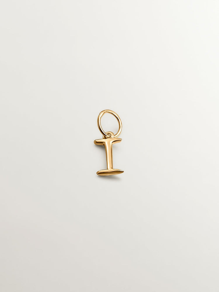 Charm letra I plata recubierta oro  