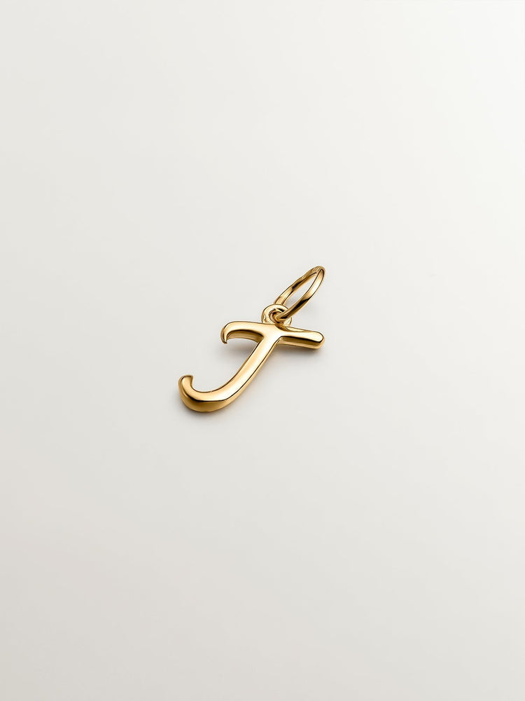 Charm letra J plata recubierta oro  