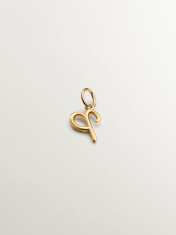 Charm letra P plata recubierta oro  