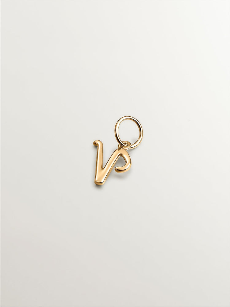 Charm letra V plata recubierta oro  